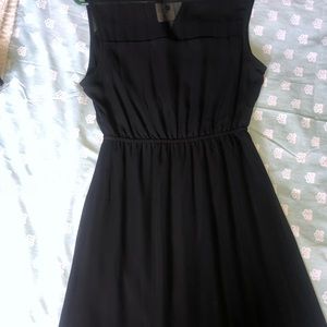 Black button down high low dress